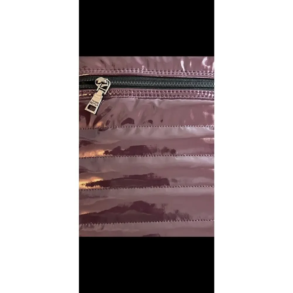 Think Royln Quilted Crossbody Bag Glossy Plum Purple Rounded - Picture 6 of 6